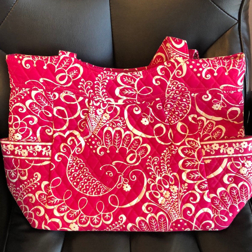 NWOT Vera Bradley Twirly Birds Pink Pleated Tote Set